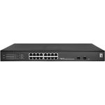 LevelOne GES-2118P Hilbert 18-Port Gigabit PoE Smart Lite Switch, 16 PoE-Ausgänge, 2 x Gigabit SFP, 802.3at/af PoE, 230 W PoE-Leistungsbudget