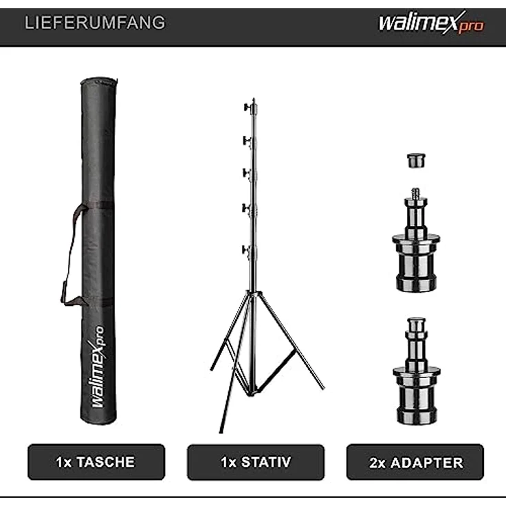 Walimex Pro Lampenstativ Jumbo AIR 600cm (Aluminium, Arbeitshöhe 150 bis 600 cm, 5 luftgefederte Segmente mit 45, 40, 36, 32, 28 mm Durchmesser, max. Belastbarkeit 22,5 kg, mit Tasche) - Preisvergleich – Bild 4