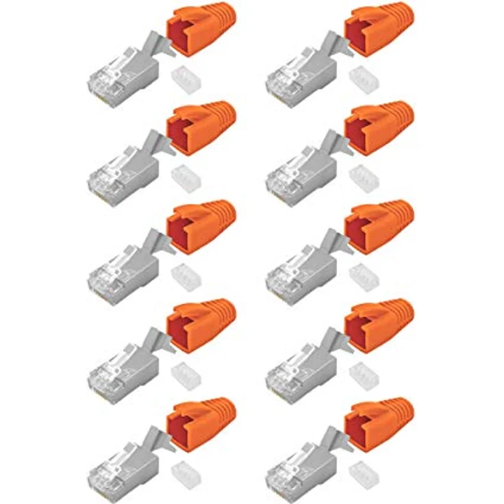 Cat7 Netzwerkstecker RJ45 Stecker Cat 6a 7 Verlegekabel Knickschutz AWG23 – Bild 8