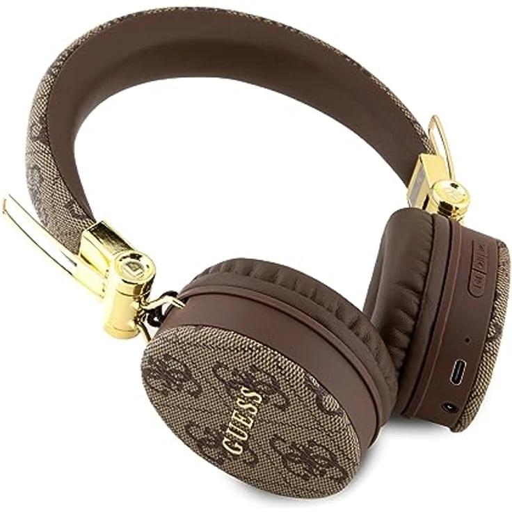 CG Mobile Guess Kabellose Kopfhörer, 4G, PU-Leder, mit Metall-Logo, Braun – Bild 2