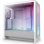 NZXT H5 Flow RGB 2024 ATX-Mid-Tower-PC-Gaming-Gehäuse - Hoher Luftstrom - F360 RGBCore-Lüfter - 360mm & 240mm Kühlerhalterung - Weiß