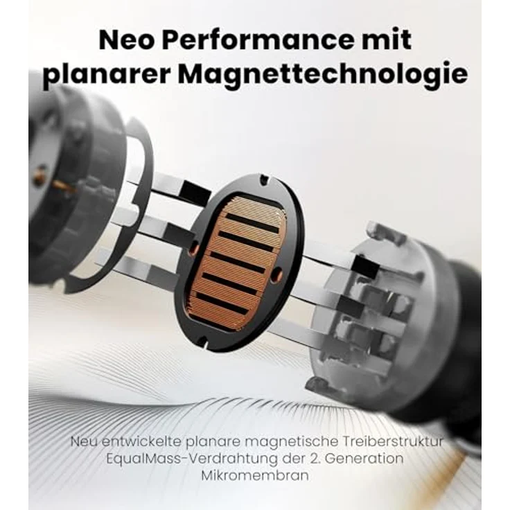 Edifier NeoBuds Planar, Wireless-Ohrhörer mit 12 mm planaren magnetischen Treibern, Hi-Res-Audio, Hybrid-ANC und Bluetooth 5.4, Schwarz – Bild 2