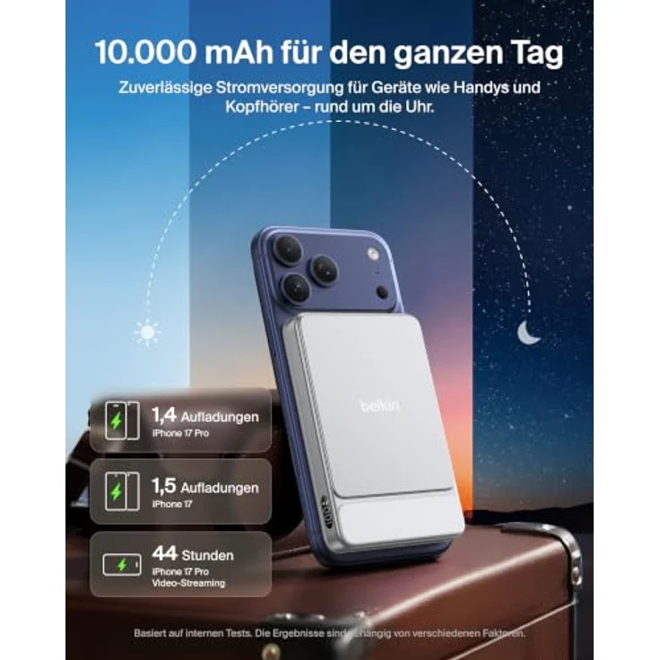 Belkin UltraCharge Wireless Power Bank, slim, 10000 mAh, 25 Watt, magnetisch, USB-C, weiß – Bild 5