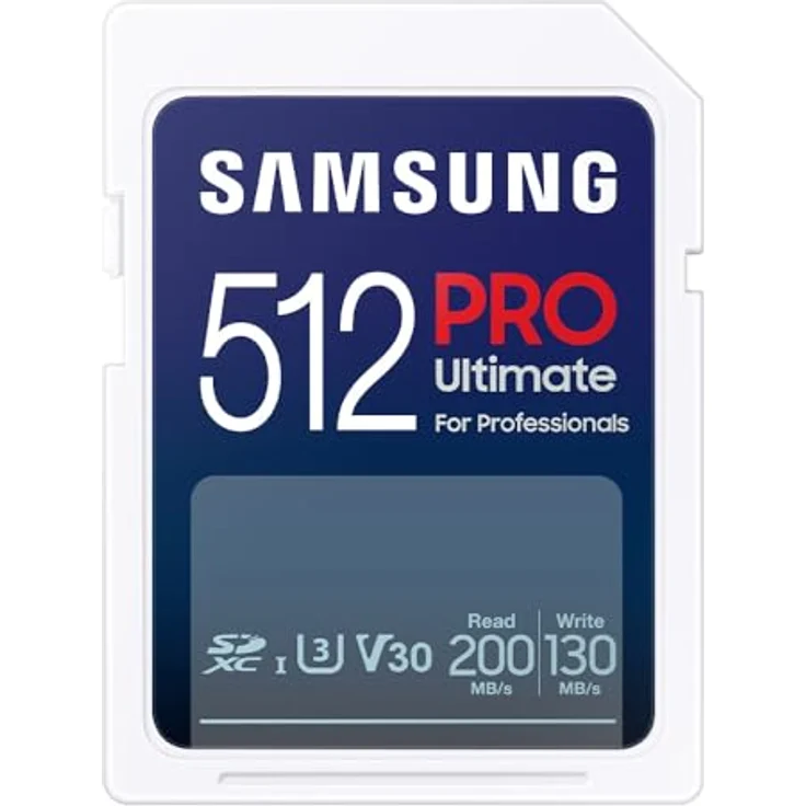 Samsung PRO Ultimate SD-Karte, 512 GB, UHS-I U3, Full HD & 4K UHD, 200 MB/s Lesen, 130 MB/s Schreiben, Speicherkarte für Smartphone, Drohne oder Action-Cam, MB-SY512S/WW – Bild 1