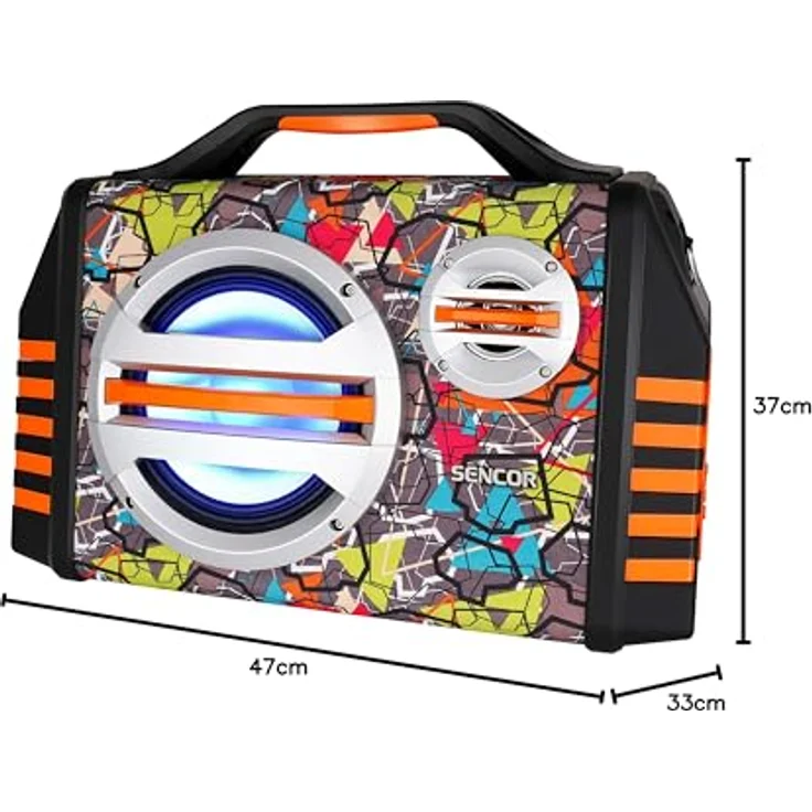 Sencor Bluetooth Speaker Sencor SSS 3200 KIDS (5 h), Bluetooth Lautsprecher, Grau, Mehrfarbig, Orange, Schwarz, 30 W Leistung, 1800 mAh Akku – Bild 5