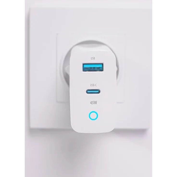 Forever GaN PD QC TC-06, Schnell Ladegerät mit 1X USB, 1X USB-C, 45W, kompatibel mit iPhone, Xiaomi, Huawei, Samsung, hohe Qualität und vielseitige Nutzung – Bild 3