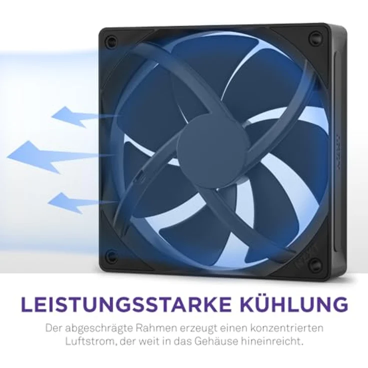 NZXT F120P | 120 mm Gehäusekühler mit statischem Druck | Ideal für Radiatoren und Kühlkörper | Hoher statischer Druck | Hinten abgeschrägter Einlass | Hydrodynamische Gleitlager | PWM | Schwarz – Bild 4