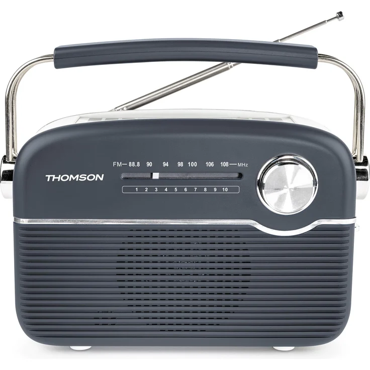 Thomson Retro Bluetooth Radio mit Solaraufladung, Grau, Bluetooth-Funktion