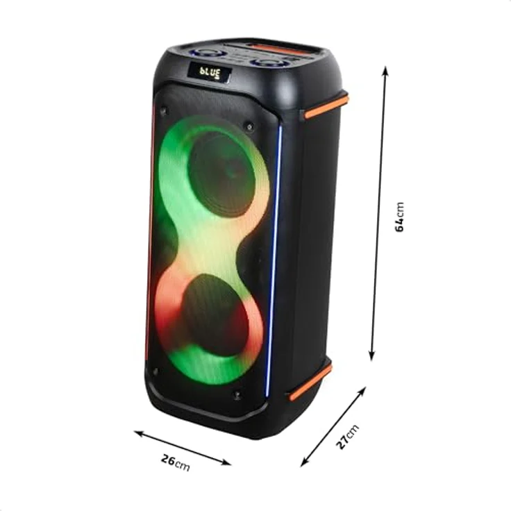 Ibiza COLUMBA600, leistungsstarker PA-Lautsprecher mit 2x6,5" Schallwand, wiederaufladbarer Batterie, Bluetooth, Micro-SD, USB, AUX, 2 MIC IN, TWS, mehrfarbige LED und Tragegriff – Bild 5