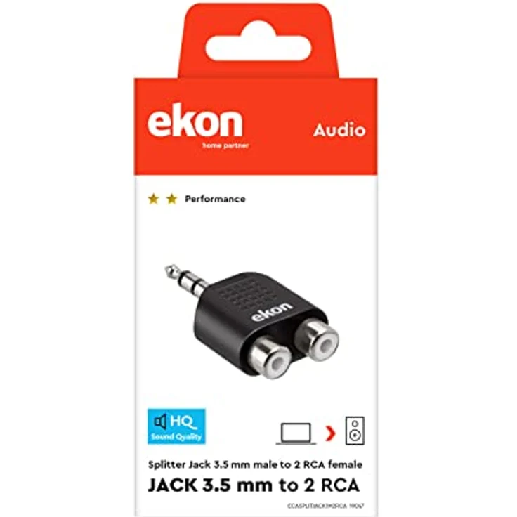 SBS EKON Audio-Splitter Klinkenstecker auf zwei RCA-Buchsen, gerändeltes Design für besseren Halt, ausgezeichnete Audioqualität – Bild 2