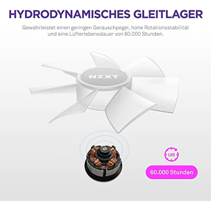 NZXT F140 RGB Core – 140 mm nabenmontierter RGB-Lüfter – 8 einzeln ansteuerbare LEDs – Halbtransparente Lüfterblätter – Hydrodynamisches Gleitlager – PWM-Steuerung – CAM-Software – Schwarz – Bild 4