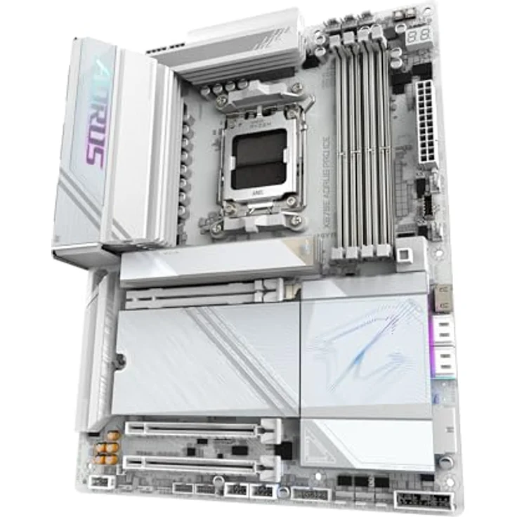 Gigabyte X870E AORUS PRO Ice-Mainboard - AMD Ryzen 9000 Unterstützung, 16+2+2 Phasen Digital-VRM, DDR5 bis 8000MHz, PCIe 5.0, Wi-Fi 7, USB 4 – Bild 4