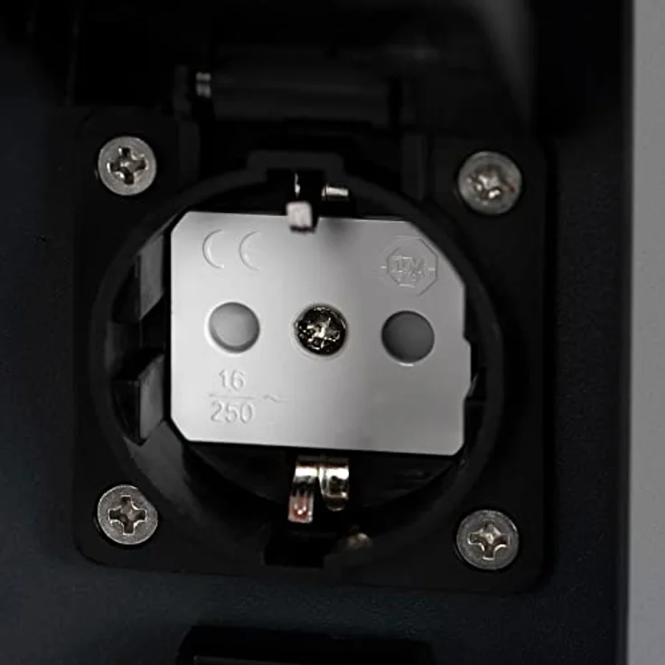 Grafner Edelstahl Design Gartensteckdose 2-Fach, 3600 Watt, IP44, anthrazit, witterungsbeständig mit selbstschließendem Klappdeckel, energiesparende Außensteckdose – Bild 5