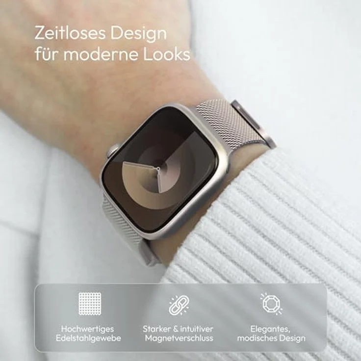 Vonmählen Milanese Loop 2 Armband für Apple Watch, 44/45/46/49 mm, Champagne, versandkostenfrei – Bild 2