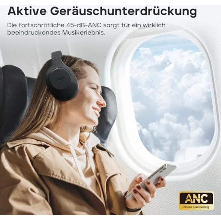 Tribit QuietPlus 81, Over-Ear Kopfhörer mit Noise Cancelling, 110 Std. Akkulaufzeit, Schnellladen, Bluetooth 6.0, Deep Bass, 6 EQ per App, faltbar und bequem für Reisen und Arbeit – Bild 2
