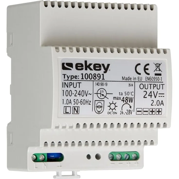 Ekey Hutschienennetzteil 100891 230VAC - 24V DC 2A (48 W), PC Netzteil - Zuverlässiges Netzteil mit 48 W Leistung, von Ekey