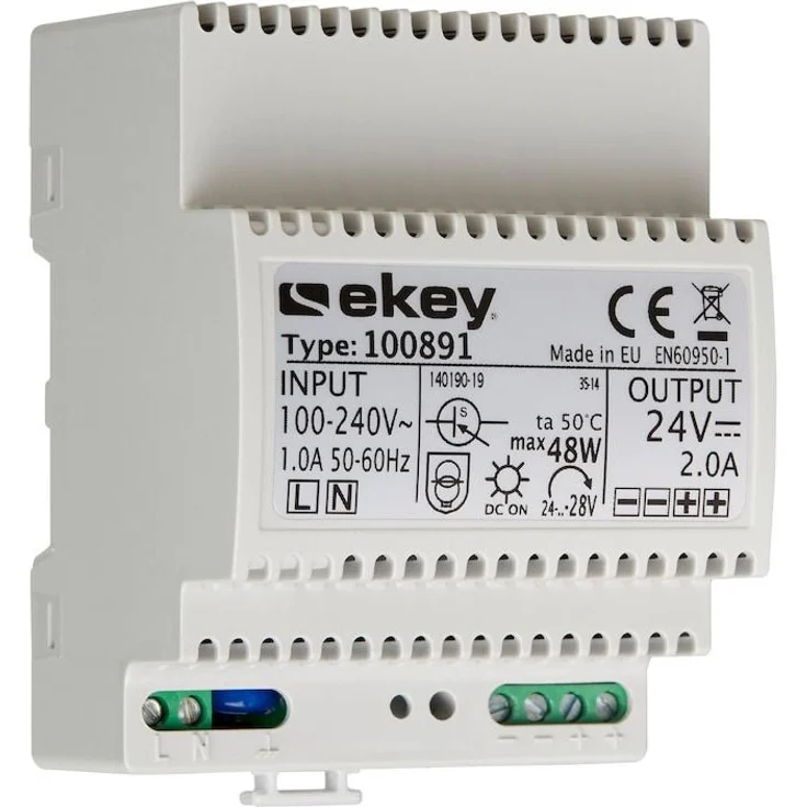 Ekey Hutschienennetzteil 100891 230VAC - 24V DC 2A (48 W), PC Netzteil - Zuverlässiges Netzteil mit 48 W Leistung, von Ekey