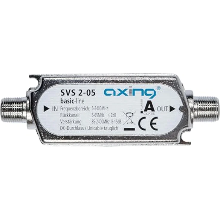 Axing SVS 2-05 Satelliten-Leitungsverstärker Inline Breitband (15 dB, 85 - 2400 MHz) – Bild 2