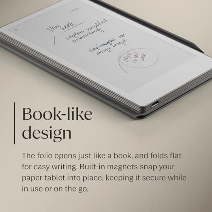 reMarkable Paper Pro Move – Book Folio aus schwarzem Leder, kompatibel mit 7,3-Zoll Papiertablet, mit integriertem Magnetverschluss und Stifte-Schlaufe – Bild 5