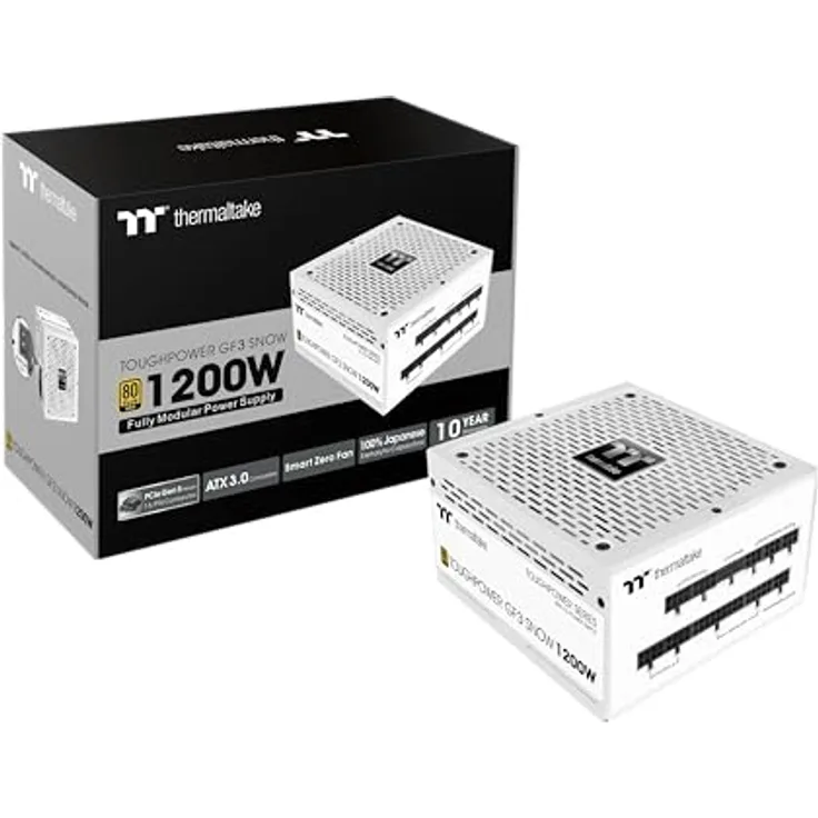 Thermaltake Toughpower GF3 1200W PC-ATX-3.0-Netzteil PCIe Gen 5.0 80-Plus-Gold voll-modular leiser 140 Lüfter EU Zertifiziert Snow Edition - Preisvergleich