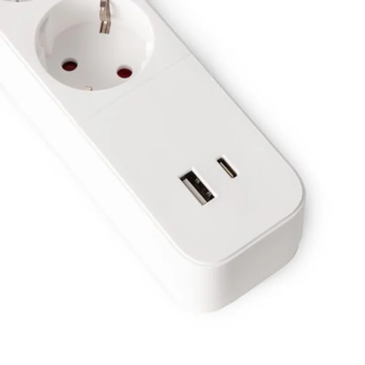 Entac Steckdosenleiste 4fach mit 1x USB-A & 1x USB-C, 1,5m, weiß – Bild 4