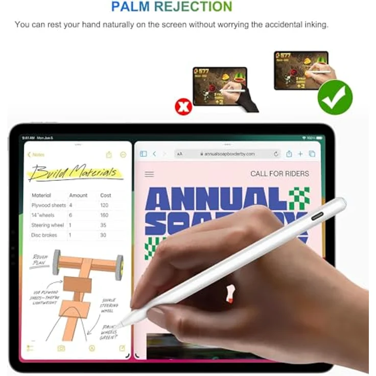 HATOKU Pencil 2. Generation, Magnetisch ladender Stylus Pen mit Neigung & Palm Rejection für iPad (Weiß), kompatibel mit iPad Air 3/4/5, iPad Mini 5/6, iPad Pro 11"/12.9", iPad 6/7/8/9/10 – Bild 4