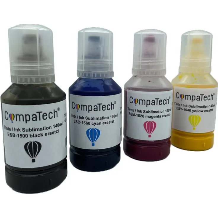 CompaTech Tinte Ink Sublimation Multipack 4x 140ml, ersetzt Epson T49N100-T49N400, Nachfülltinte für Sublimationsdrucker