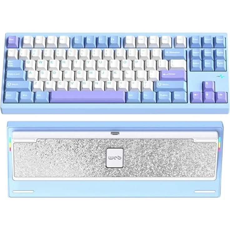 CutiePcs WOBKEY Crush 80 Reboot, Mechanische Tastatur mit CNC Aluminiumrahmen, 5-Sekunden-Schnellverschluss, Dreifach-Verbindungsmodi, Pro Blau – Bild 1