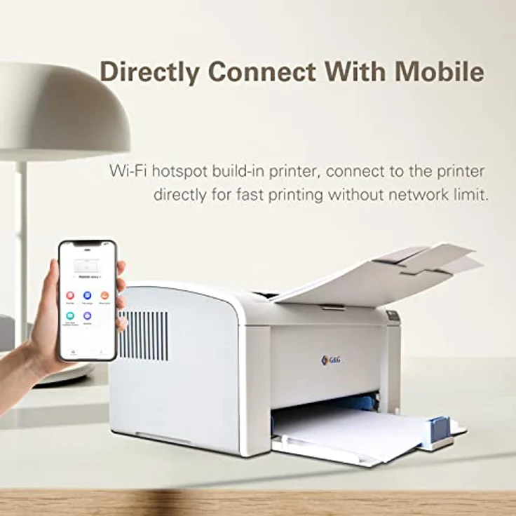 G&G Laserdrucker P2022W s/w 22 Seiten/Min. WLAN für Windows, MacOS und Linux, Android, Apple IOS Smartphone, Tablets (s/w Laserdrucker 22 Seiten) - Monochrom Laserdrucker mit 1200 x 1200 dpi Auflösung, WiFi und G&G Mobile Print App – Bild 2