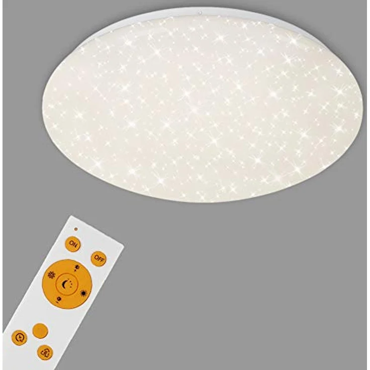 BRILONER LED Deckenlampe mit Sternenhimmel, mit Fernbedienung, einstellbar von warmweiß bis kaltweiß, 38x6,5 cm, Weiß – Bild 1