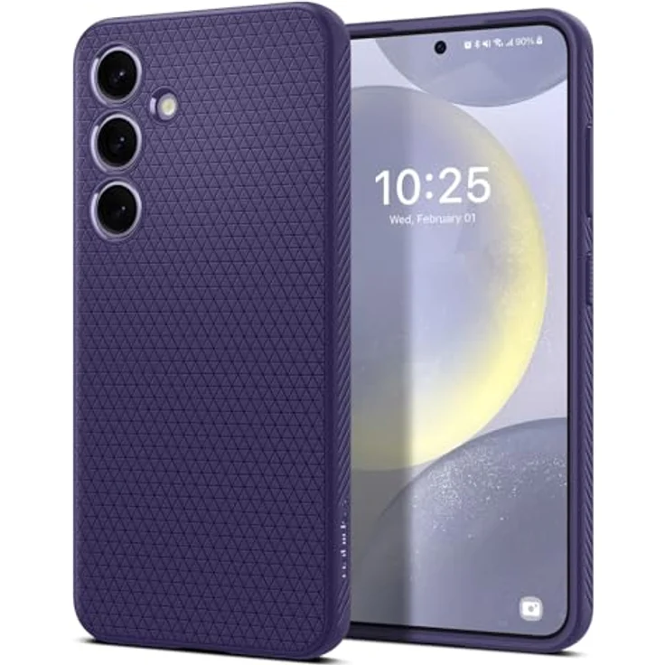 Spigen Liquid Air Hülle Kompatibel mit Samsung Galaxy S24 -Dunkellila gemustertes TPU, Air Cushion Technologie, Spider Web Design, Schutzrand, maßgeschneidert – Bild 1