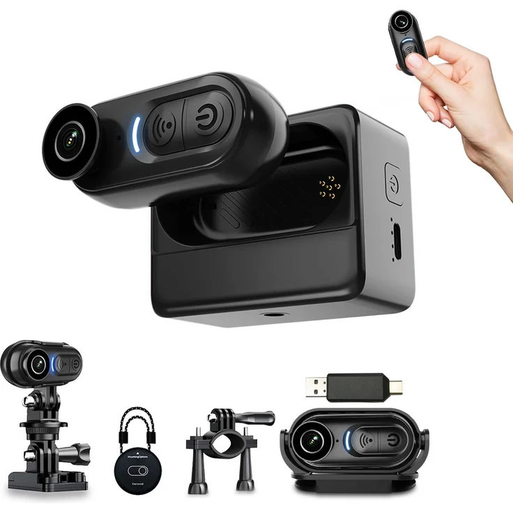 Exlene Vision-Miniatur-Sport-DV-Camcorder, 4K Ultra HD Mini WLAN Kamera mit 5,5 Stunden Akkulaufzeit und integriertem Mikrofon
