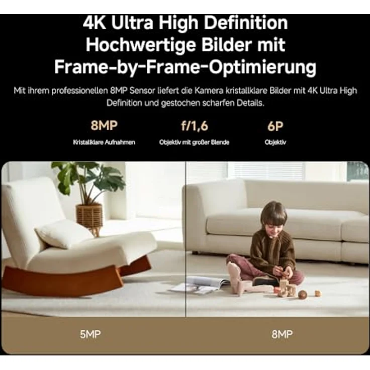 XIAOMI Smart Camera C701, 4K Ultra HD Überwachungskamera mit 360°-Panorama, Zwei-Wege-Kommunikation, Infrarot-Nachtsicht und Dualband-WLAN 6 – Bild 3