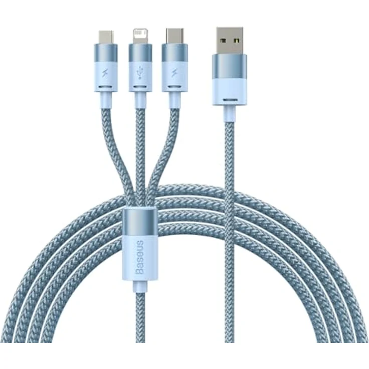 Baseus StarSpeed 3-in-1 Kabel, USB-A / Micro-USB / Lightning / USB-C, 3,5 A, 1,2 m, blau – Bild 1