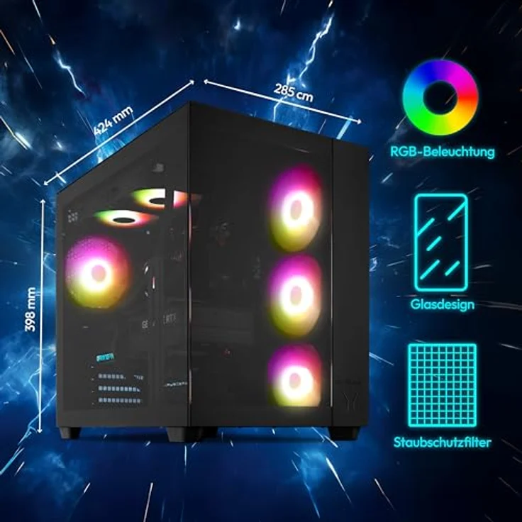 ERAZER Tank X15 High-End Gaming PC, Ryzen 7 7800X3D, GeForce RTX 5070 12 GB GDDR7, 32GB DDR5 RAM, 2TB SSD, Wasserkühlung, Windows 11 Home – Bild 3