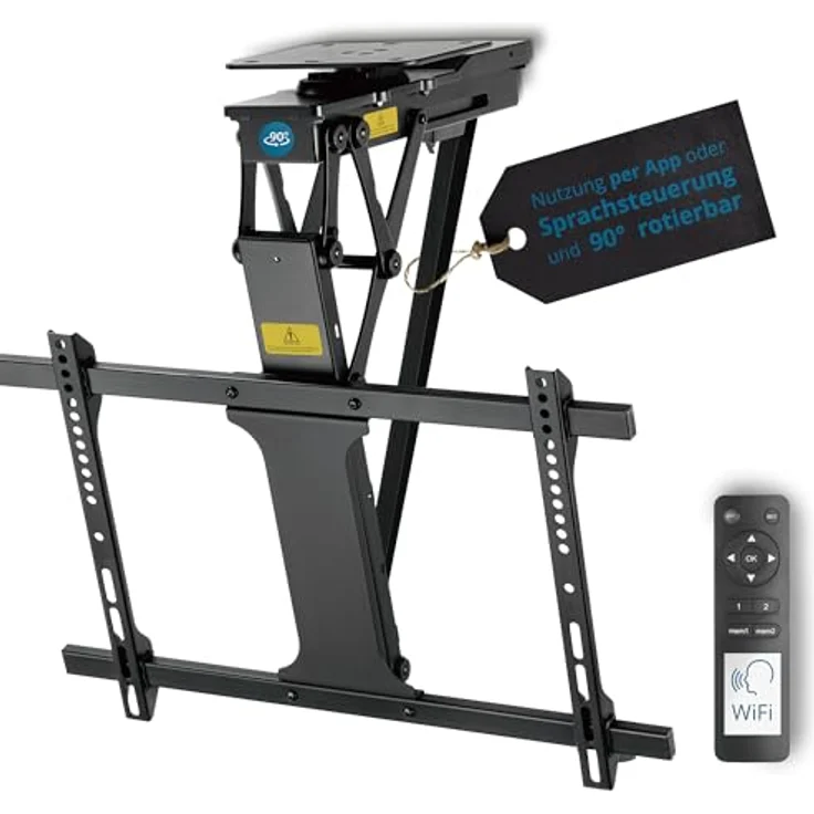 Xantron® DEHA-600E-Roto TV Deckenhalterung Elektrisch Klappbar Neigbar & Drehbar / 32-75 Zoll [Sprachsteuerung] Schwarz – Bild 1