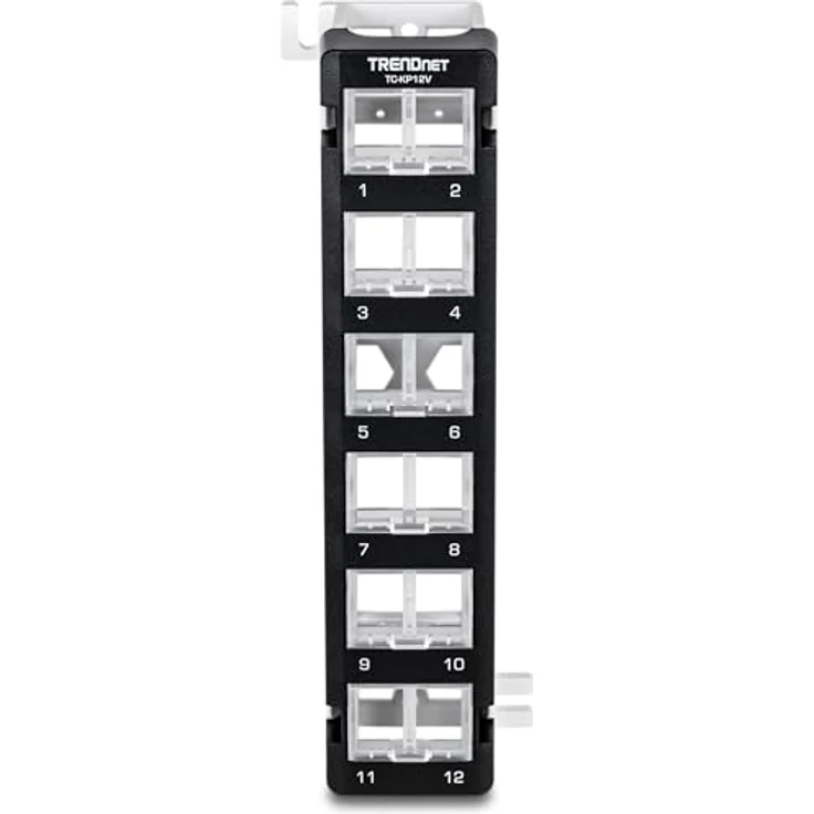 TRENDnet TC-KP12V Keystone-Patchpanel, 12-Port blanko abgewinkelt, Snap-In-Stil, mit 89D-Halterung und Kabelmanagement – Bild 5