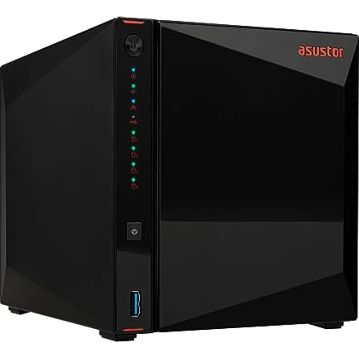 Asustor AS5404T Nimbustor 4 Gen2-4 Bay NAS Netzwerkspeicher Gehäuse, Quad-Core 2,0GHz CPU, 4xM.2 NVMe SSD Steckplätze, 2x2,5GbE Anschlüsse, 4GB DDR4 RAM, Gaming-Inspirierten NAS – Bild 4