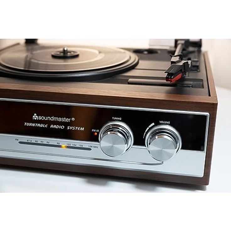 Soundmaster PL186H Plattenspieler mit Radio und Kopfhörerbuchse braun – Bild 4