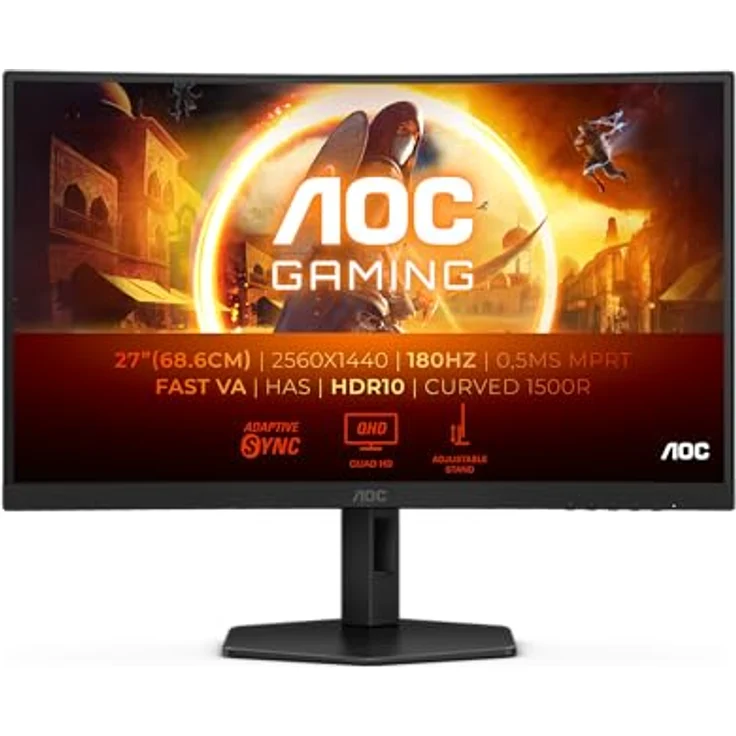 AOC Gaming CQ27G4X - 27 Zoll QHD Curved Monitor, 180 Hz, 0.5 ms, FreeSync Prem., HDR10 schwarz/grau – Bild 2