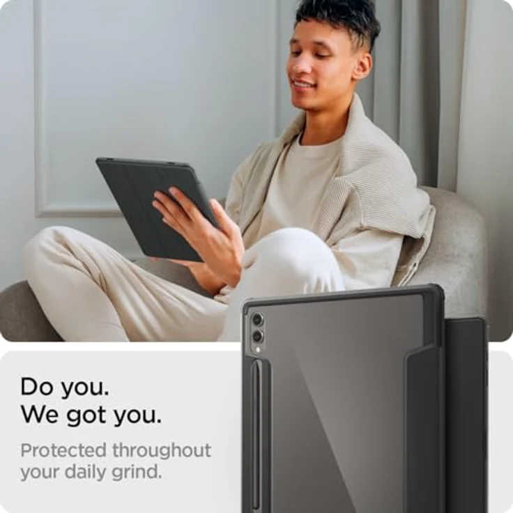 Spigen Ultra Hybrid Pro Hülle Entwickelt für Samsung Galaxy Tab S10 Ultra (2024) / S9 Ultra (2023) / S8 Ultra (2022) - Schwarz, Stabiler Ständer und erhöhte Kanten für zusätzlichen Schutz – Bild 3