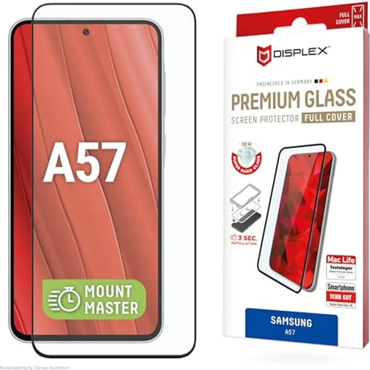 Displex Real Glass MM für Samsung Galaxy A57 5G, Premium Displayschutzfolie mit vollflächiger Abdeckung, kratzresistent und schmutzabweisend