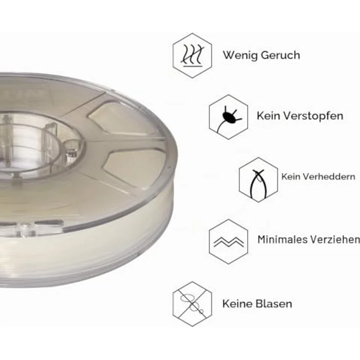 eSUN PA Nylon Filament 1.75mm, Natürlich, 1KG, hohe Zähigkeit, ölbeständig, witterungsbeständig, vakuumversiegelt – Bild 3