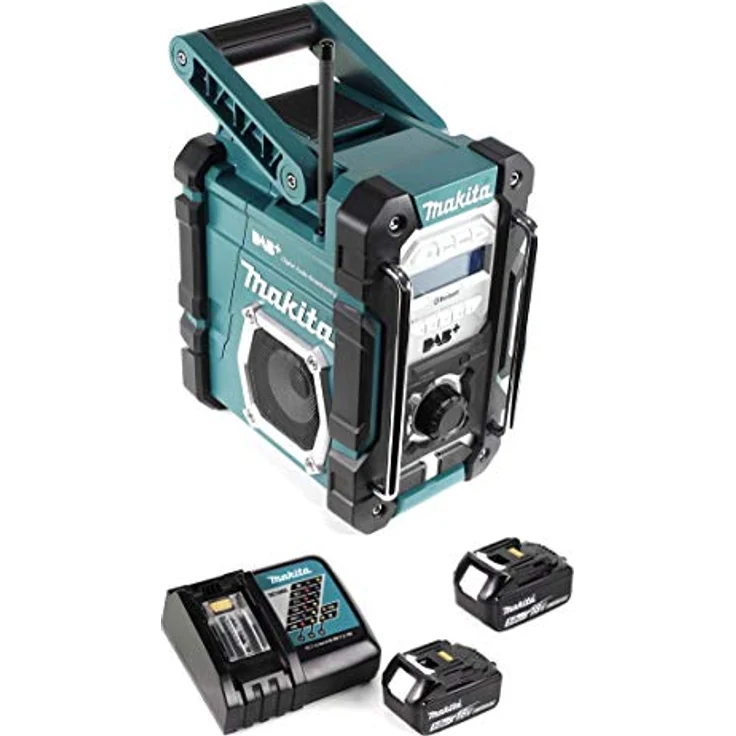Makita DMR 112 RT Akku Baustellen Radio 7,2 - 18V Bluetooth DAB+ + 2x 5,0Ah Akku + Ladegerät schwarz, blau, silber – Bild 4