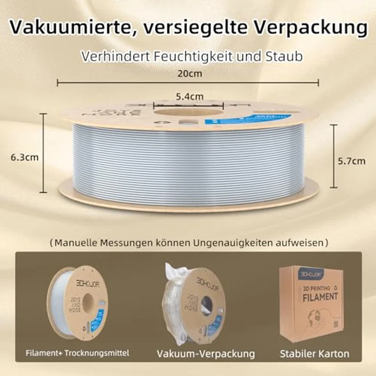 3DHoJor Silk PLA Filament 1.75mm 2KG, seidig metallisch, PLA Gold+Silber, hohe Kompatibilität, 100% vakuumversiegelt – Bild 5