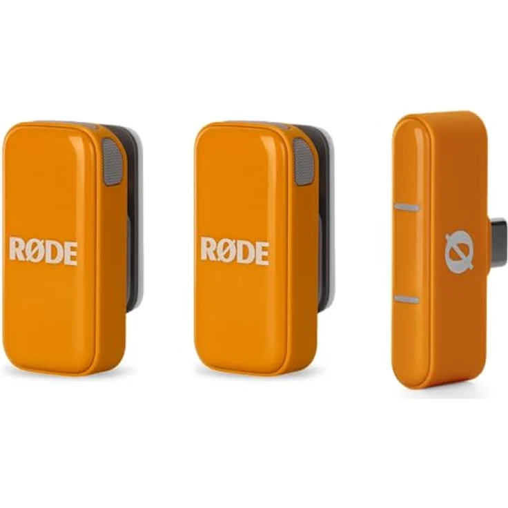 RØDE Wireless Micro, Kompaktes kabelloses Mikrofon mit zwei Mikrofonen und Ladecase für Smartphone-Inhaltserstellung, USB-C, Orange – Bild 2