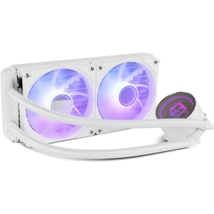 NOX XTREME PRODUCTS HUMMER M-240, ARGB-Flüssigkeitskühlung mit 2 x 120mm Lüftern, PWM-Steuerung und Infinity-Spiegeleffekt, kompatibel mit Intel und AMD, weiß – Bild 2