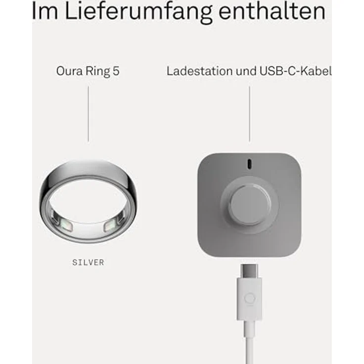 OURA Ring 5, Smart Ring in Silber, Größe 10 – Bild 8