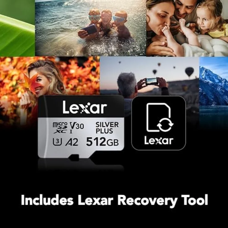 Lexar Silver Plus Micro SD Karte 512 GB, bis zu 205 MB/s Lesegeschwindigkeit, 150 MB/s Schreibgeschwindigkeit, UHS-I, A2, U3, V30, Class 10, 4K UHD microSDXC, mit SD Adapter – Bild 5