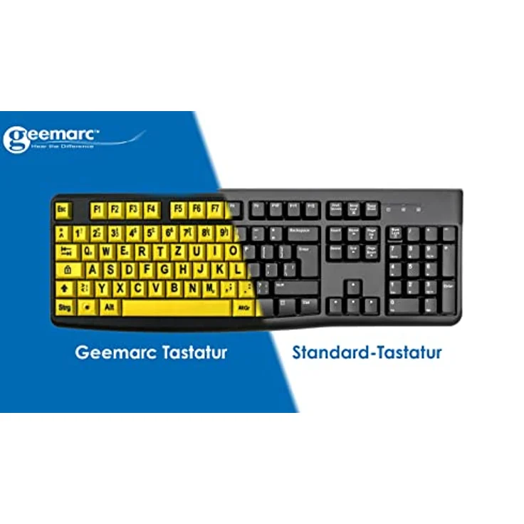 Geemarc KBSV3_YEL_GE - Tastatur - USB - QWERTZ - Deutsch - Schwarz, Gelb (1594435) – Bild 3